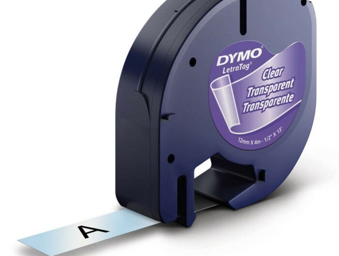 Dymo LetraTag Beschriftungsband 16951 geeignet für LT-100H / LT-100T (Schwarz auf Transparent)